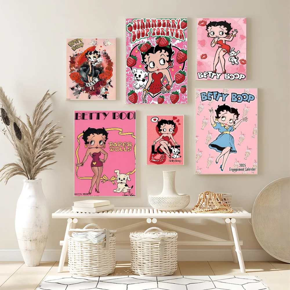 B-Betty-Cute-Boop Anime DIY Sticky Poster Vintage Room Bar Cafe Decor Home Decor