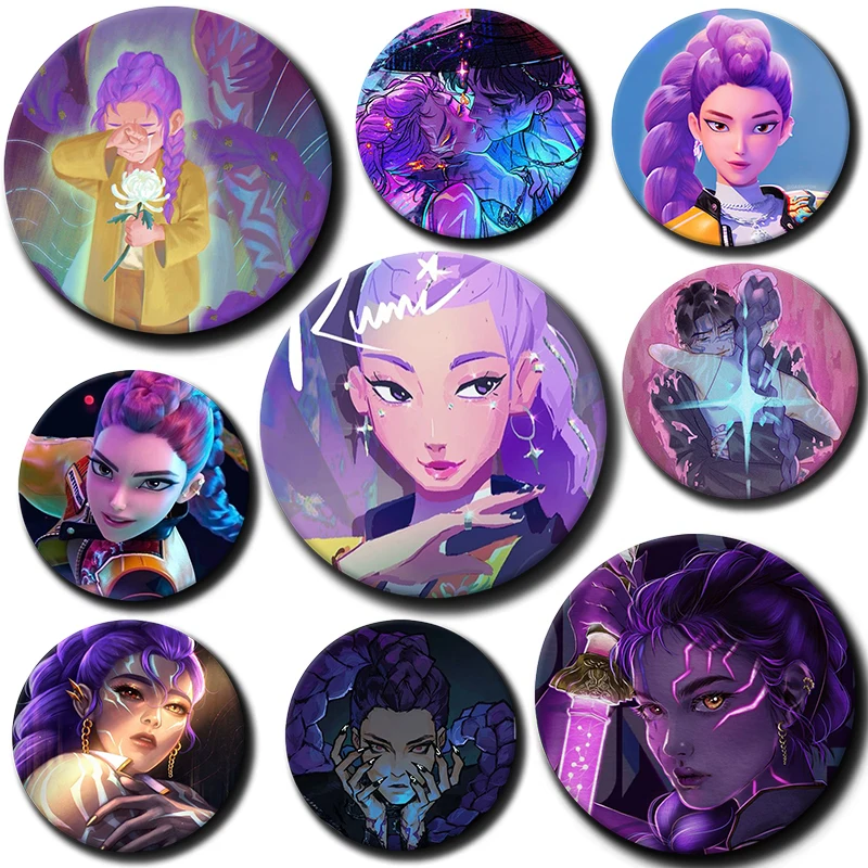 

58mm Demon Hunters Cartoon Character Rumi Soft Button Pin Anime Rumi Brooch Creative Badge for Backpack Clothes Decoration Gift