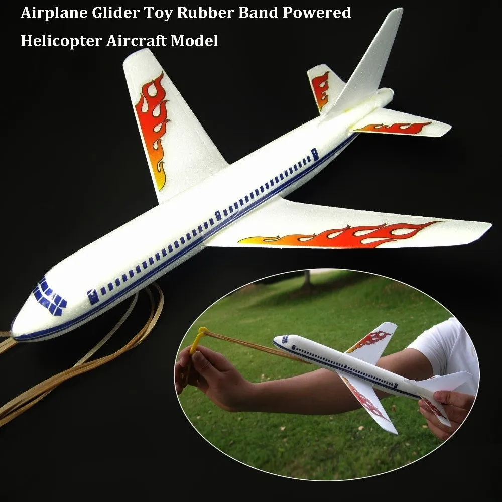 

Ligthweight Airplane Glider Toy Model Popular Plastic Rubber Band Powered Helicopter DIY Assemble Airplanes Toy for Kids Outdoor