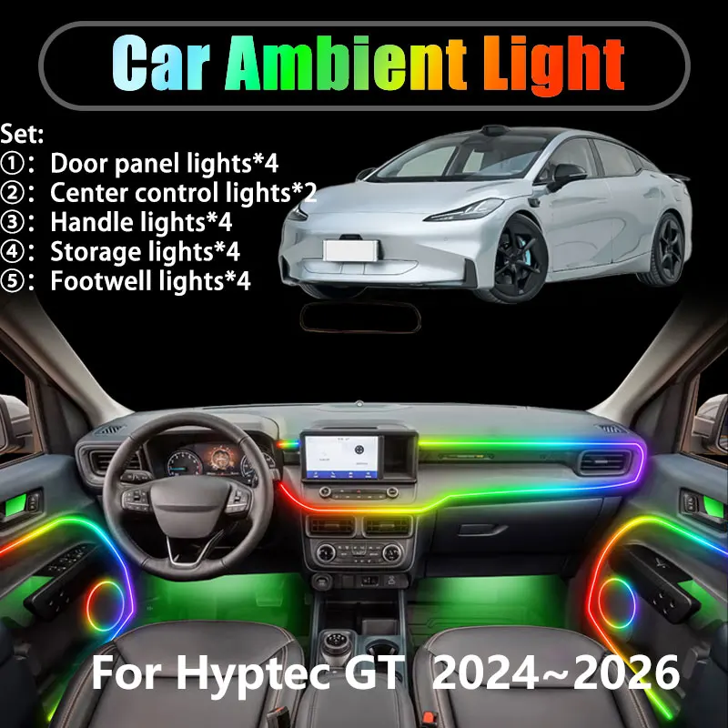 

Для Hyptec GT 2024 2025 2026 Hyper 2/18 в 1, автомобильное окружающее освещение, светодиодный багажник, внутренние светодиодные фонари, USB RGB, ансамбль, стример, авто