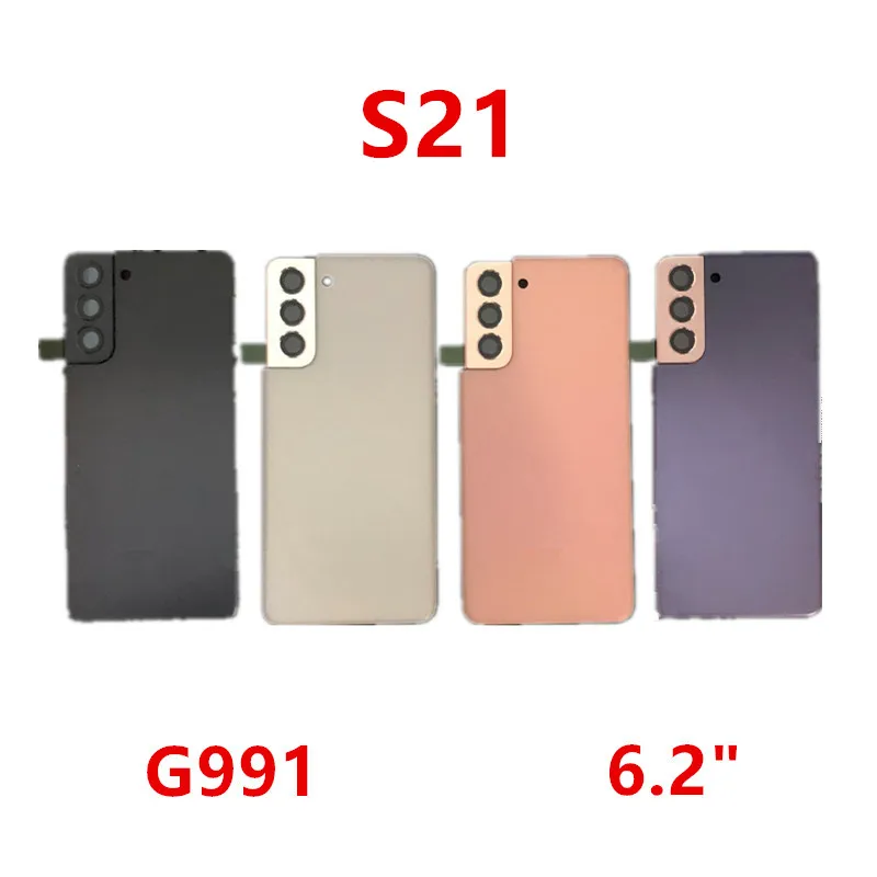 

S21 Housing For Samsung Galaxy S21 5G 6.2" G991 Plastic Battery Back Cover Repair Replace Door Phone Rear Case + Camera Lens