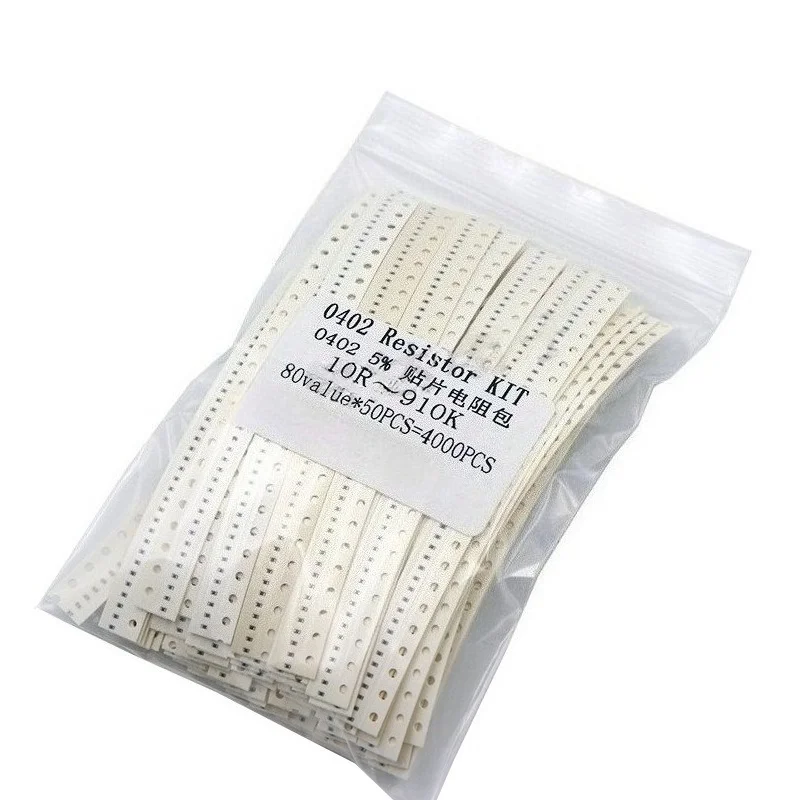 0402 SMD Resistor Kit 4000Pcs 80 Values x 50Pcs Thick Film Chip Resistor Assortment for DIY Electronics