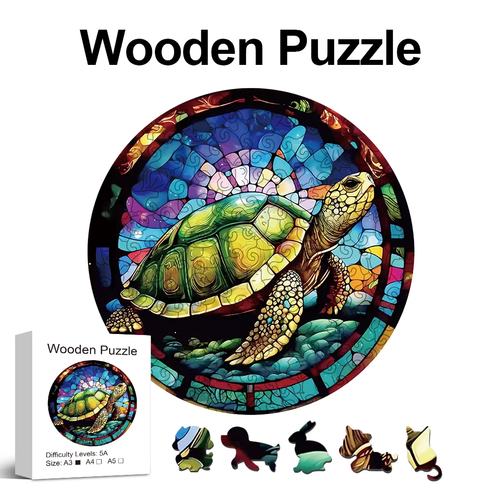 

Sea Turtle Wooden Jigsaw Puzzles Art, Unique Animal Shaped Pieces Stress Relieve Toys, DIY Leisure Game for Family, Home Decor