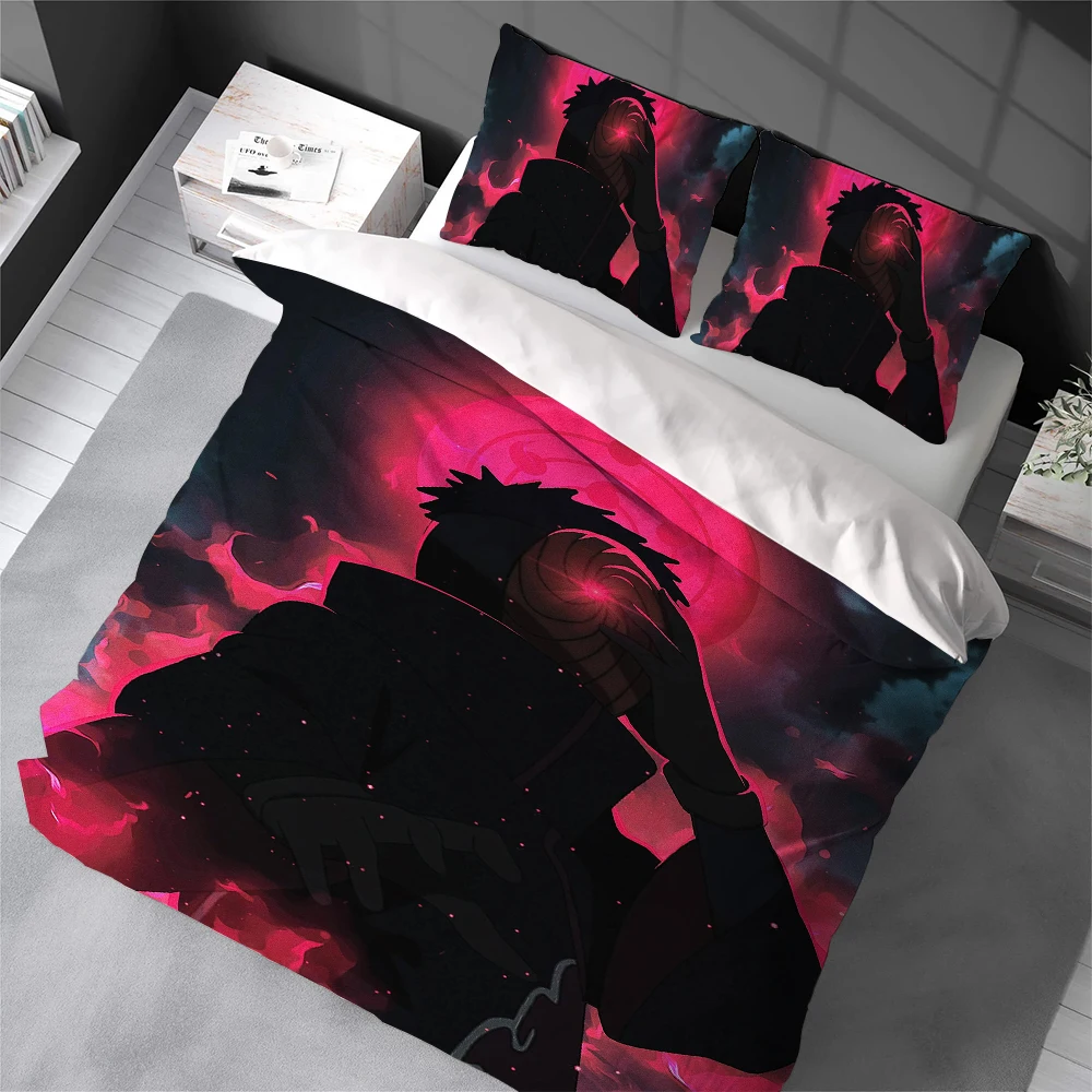 

O-Obito Uchiha Duvet Cover Set Home Style Bedding Soft Laundry Cotton Bed 3 Piece Set Student Dormitory Gift