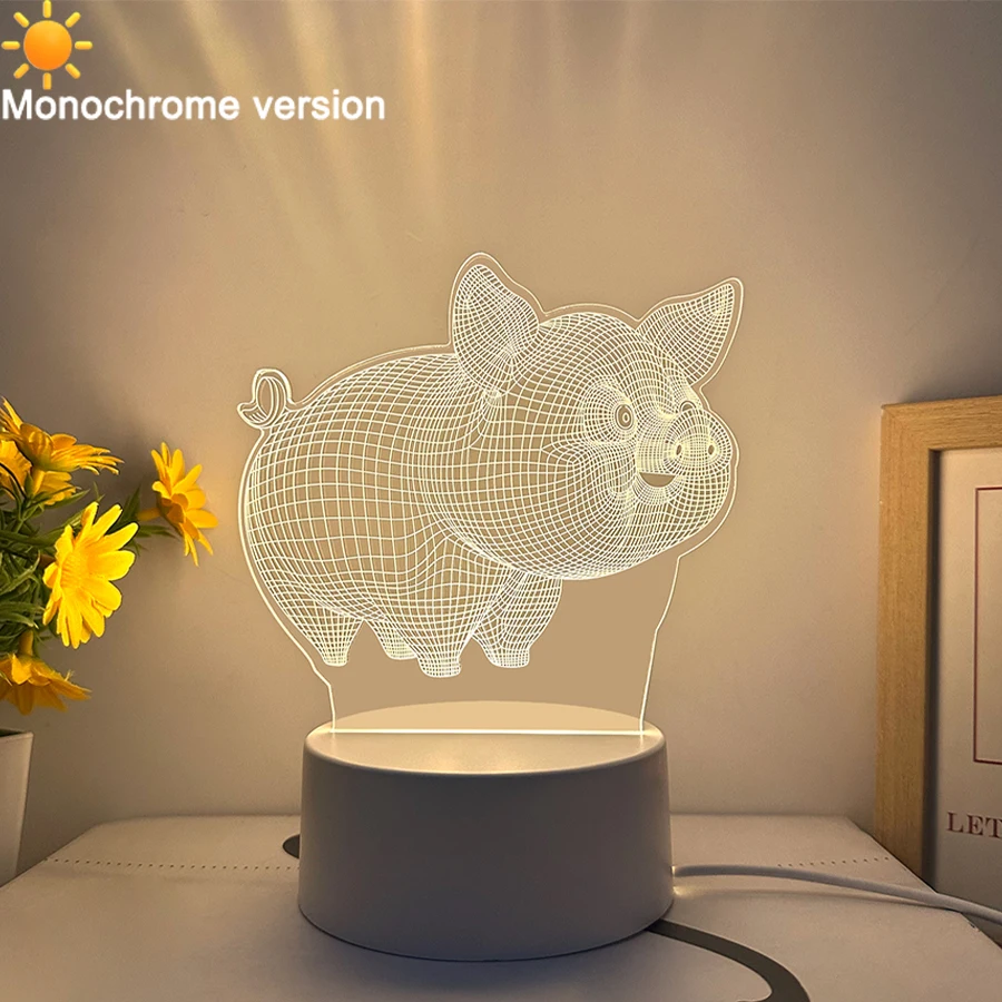 3D Piglet 3D Night Light, Room and Living Room Table Decoration Lights, Holiday Gifts, Gift Surprises