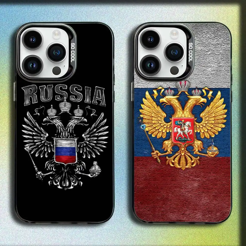 

Russia Russian Flags Poccnr Emblem Phone Case For iPhone 17,16,15,14,13,12,Pro,Max,Plus,E,SE4,Air,Mini Black IMD Box