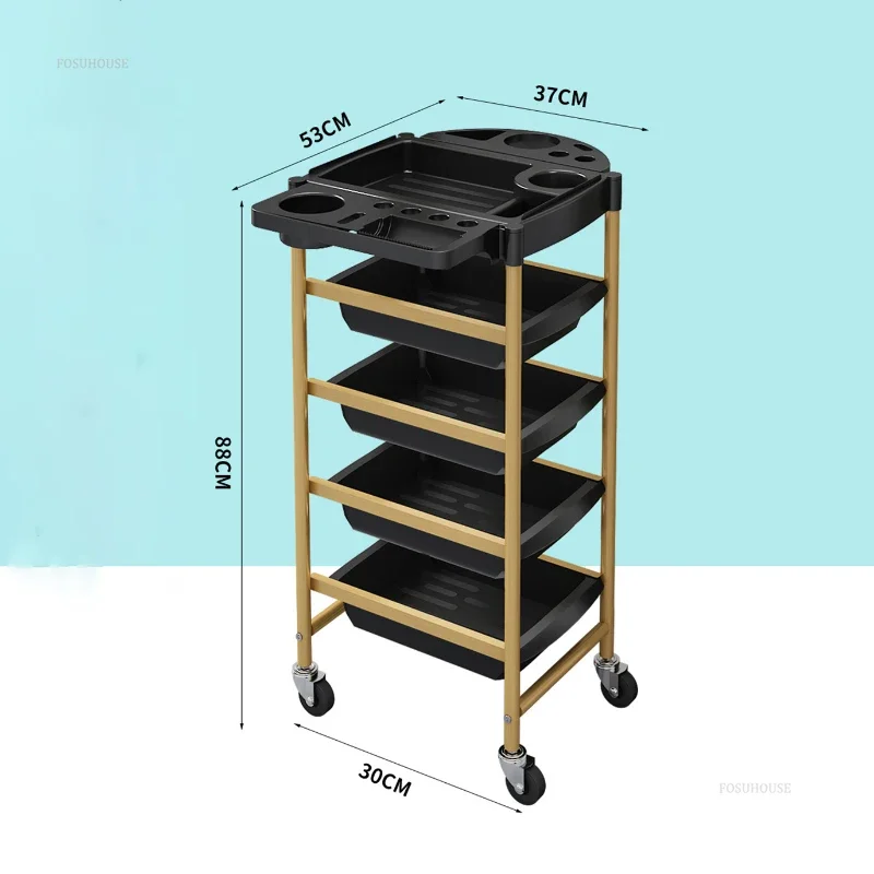 Multifunctional Beauty Trolley Rack Barber Shop Iron Salon Trolleys Beauty Salon Perm And Dye Organizer Trolley Salon Furniture