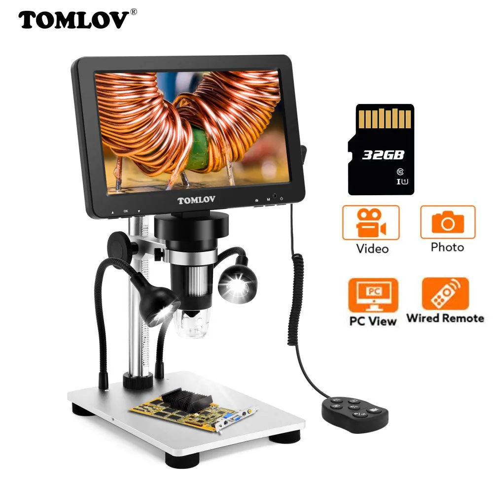 Tomlov Profissional Eletrônico Usb Microscópio Digital 1200×7 Display Lcd Lupa 32gb para o Reparo do Telefone da Moeda