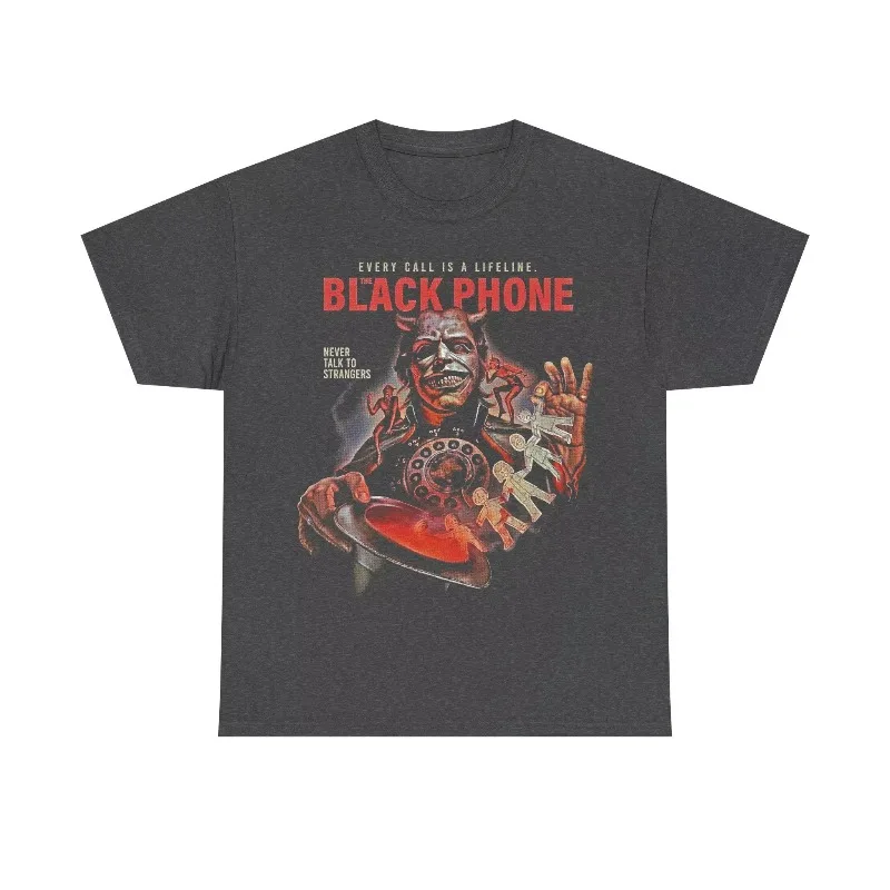 Men's T-shirt Black Mobile Phone Movie Short Sleeved Horror Movie Shirt, Suitable for All Seasons Unisex Style
