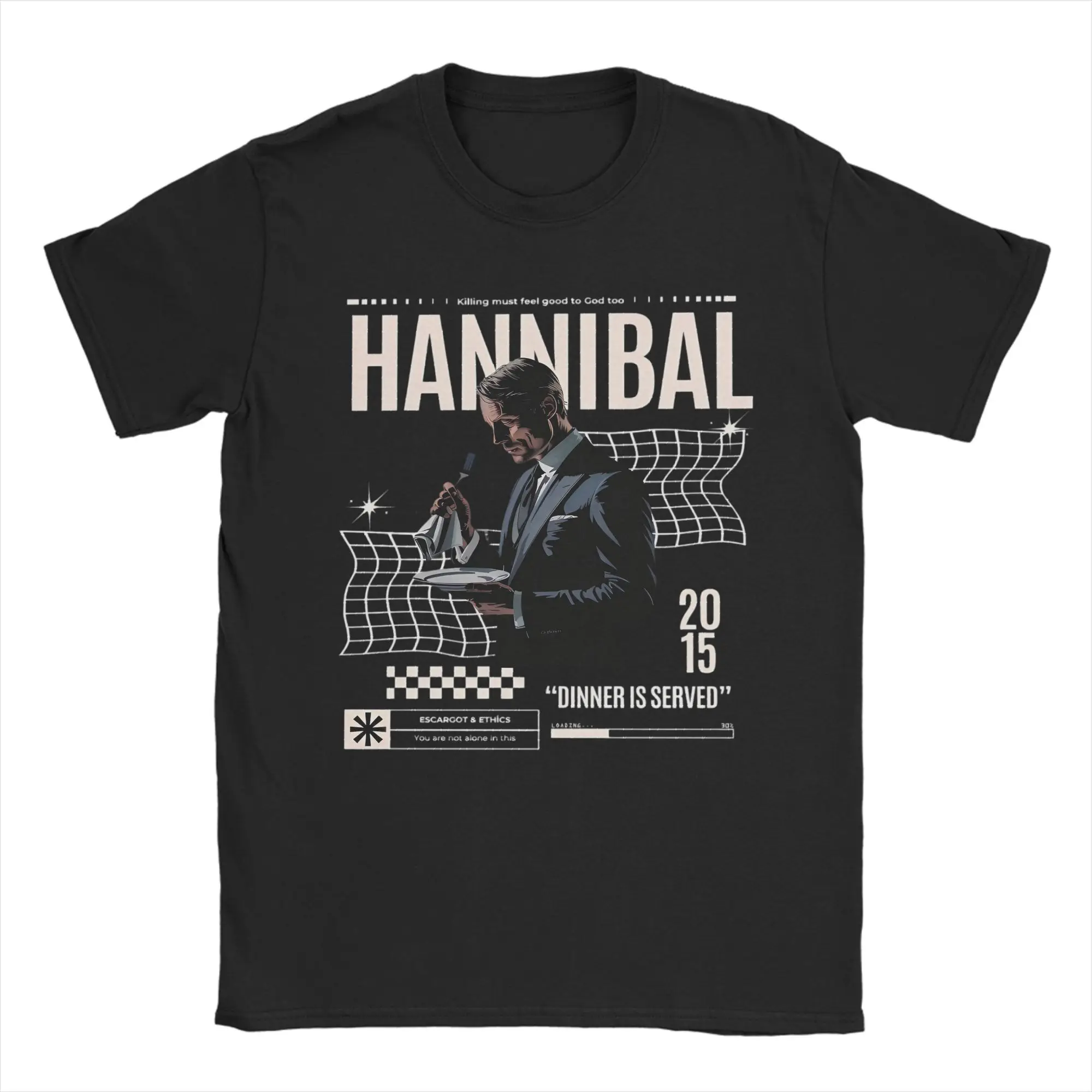 

Мужские футболки Mads Mikkelsen Hannibal Leisure Футболка из чистого хлопка с короткими рукавами Футболки с круглым вырезом Одежда с графикой