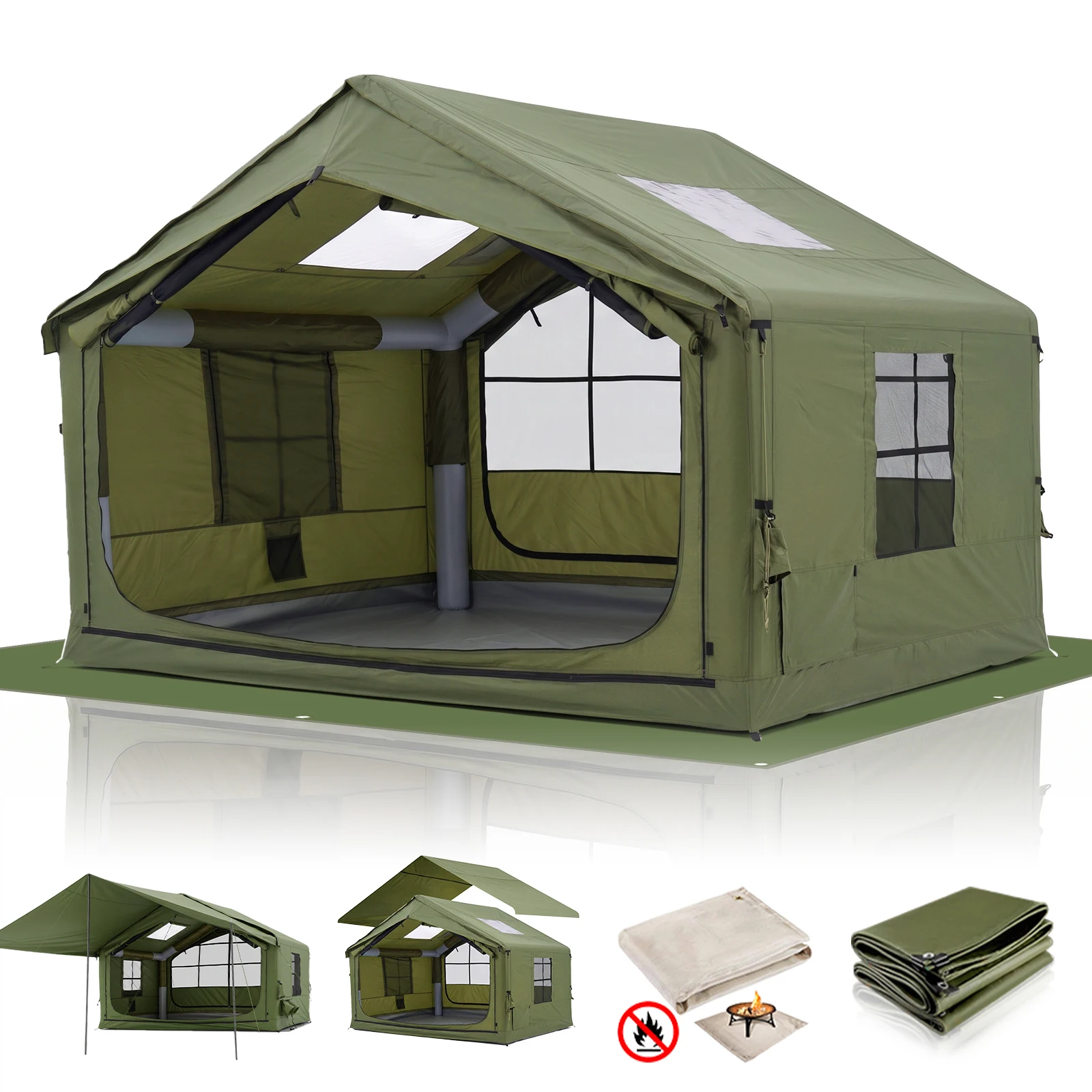 Camping Cooking Tent - SENLEETO 3-4 Person Inflatable Camping Tent