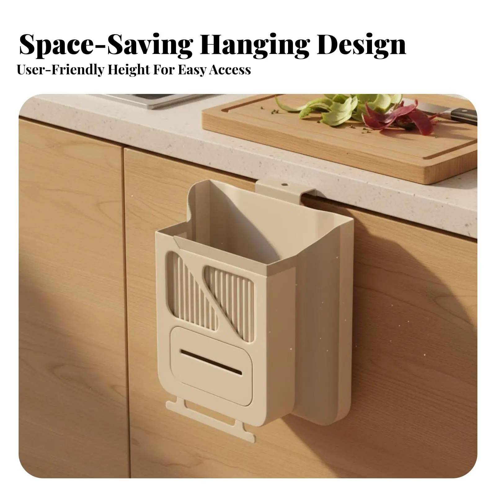 

Foldable Hanging Trash Can Space-Saving Foldable Kitchen Garbage Can Cabinet Door Waste Bin Easy to Install for Bathroom, Car