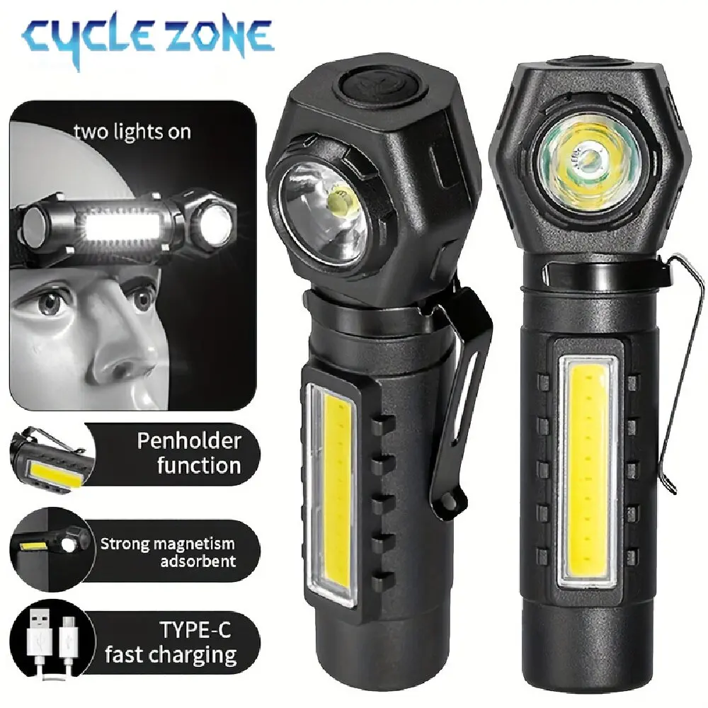 LED Headlamp XPE COB Headlight Rechargeable Head-Mounted Flashlight Detachable Portable Outdoor Camping Fishling Emergency Lamp