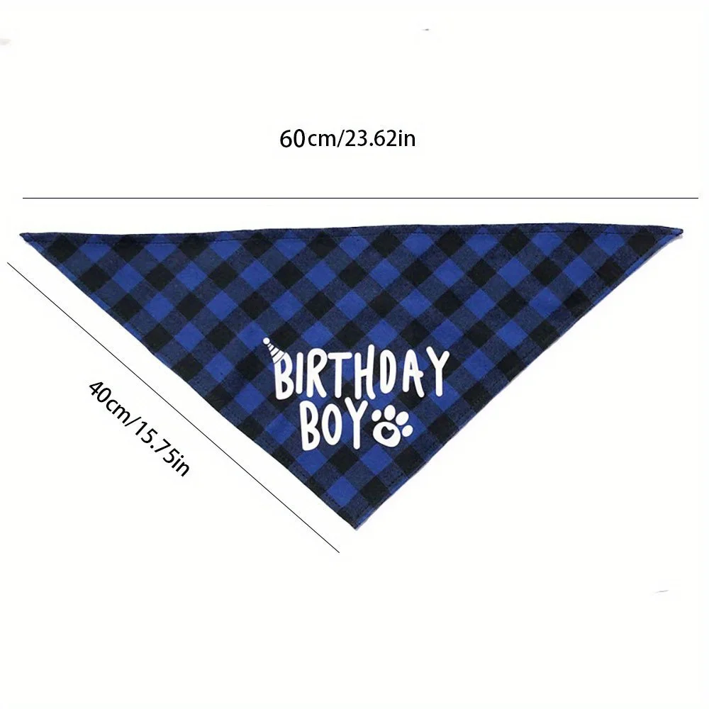 1 Set (2Pcs) Dog Birthday Party Supplies Boy Dog Birthday Bandana Scarf and Dog Birthday Hat