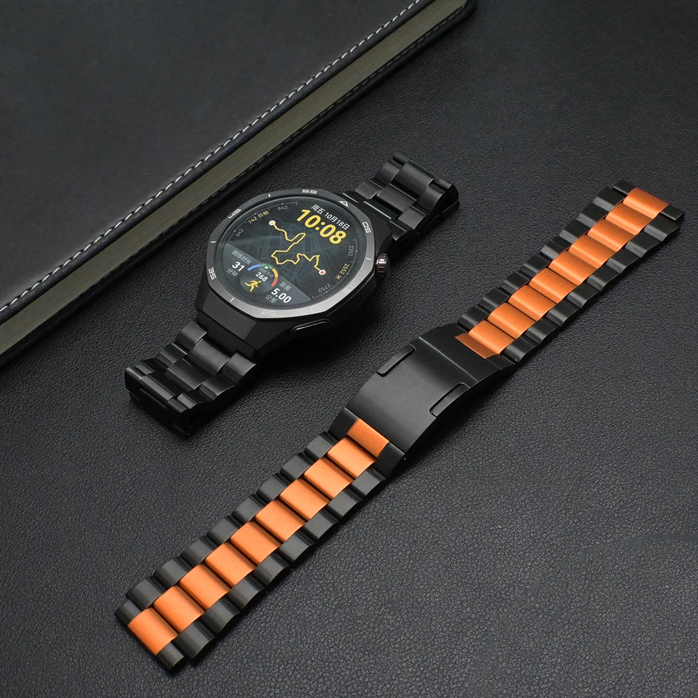 

22mm Black Orange Metal Strap for Amazfit Balance 2 Huawei Watch 4 4 Pro GT 3 GT 4 GT 5 Pro 46mm Ultimate Oneplus Watch 3 2 2R