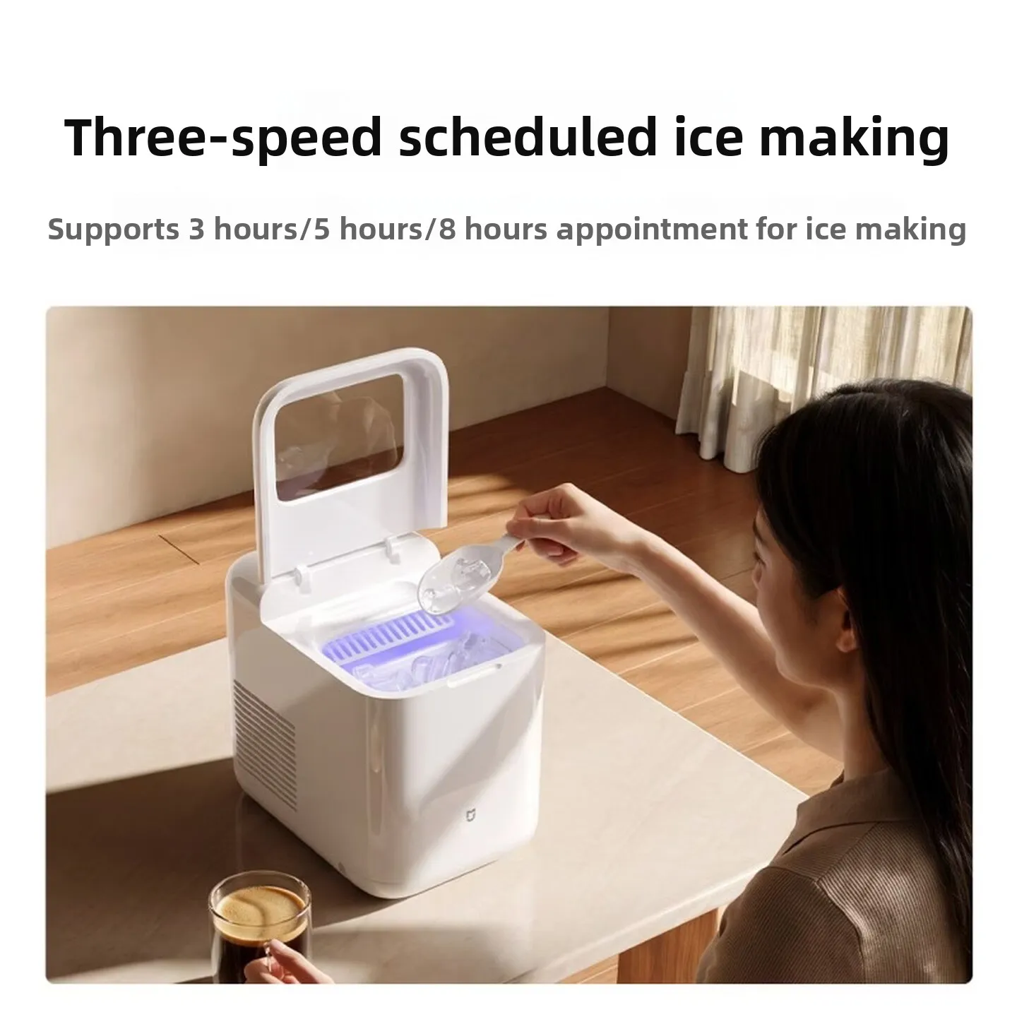 New Mijia Portable Automatic Ice Maker Machine 2 Ice Sizes Fast Ice Making Countertop Ice Cube Maker for Kitchen Party Camping