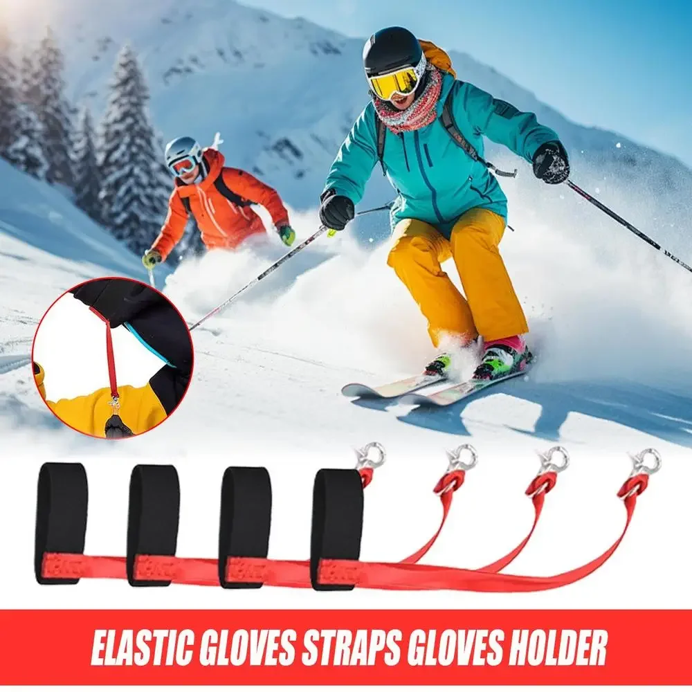 4Pcs Ski Gloves Safety Strap Elastic Ski Gloves Wrist Strap Winter Sports Gloves Leashs Holder Ski Accessory For Skiing