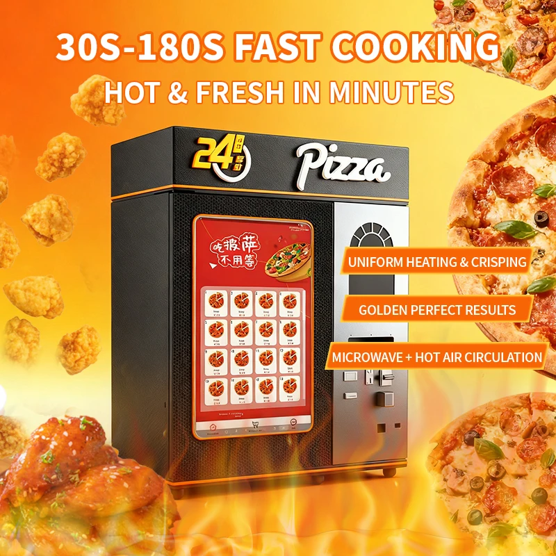 Indoor commercial intelligent self-heating fully automatic frozen pizza vending machine SDK touchscreen POS integration