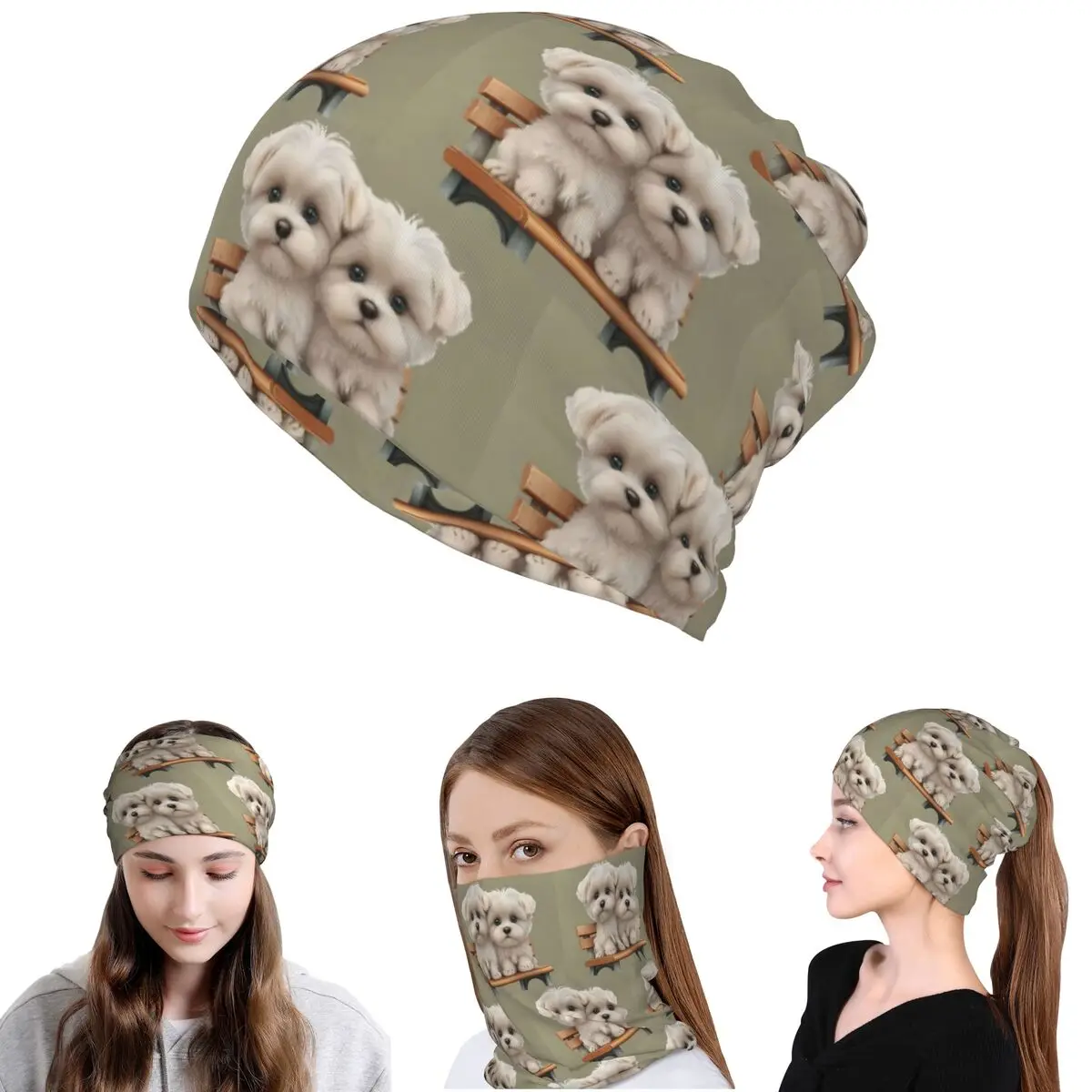 Border Collie Pet Dog Bandana Neck Cover Wrap Scarf Warm Cycling Scarf Beanies Hat Unisex Adult Windproof