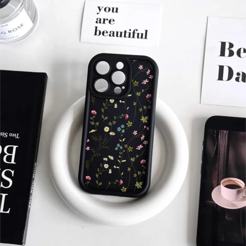 Flor silicone caso de telefone para iphone 16 caso iphone 16 pro max 13 15 14 12 16 11 xs xr x 7 8 plus se 2022 à prova de choque capa macia