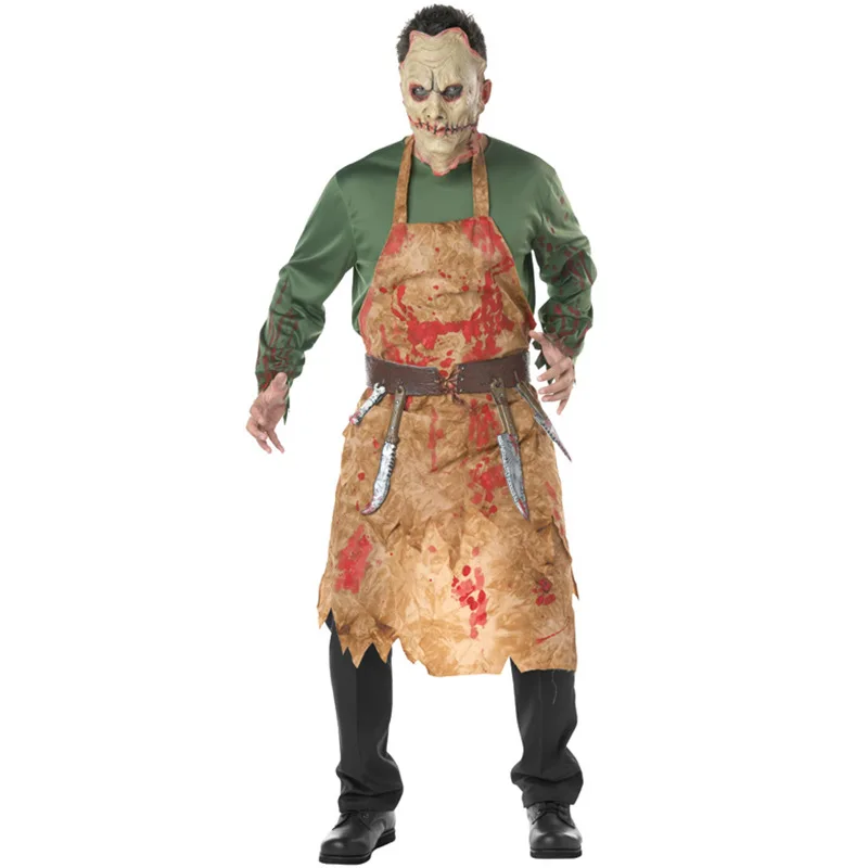 

Halloween Scary Costumes Bloodstained Butcher Costume Chef Cosplay Costumes Men's Bloodstained