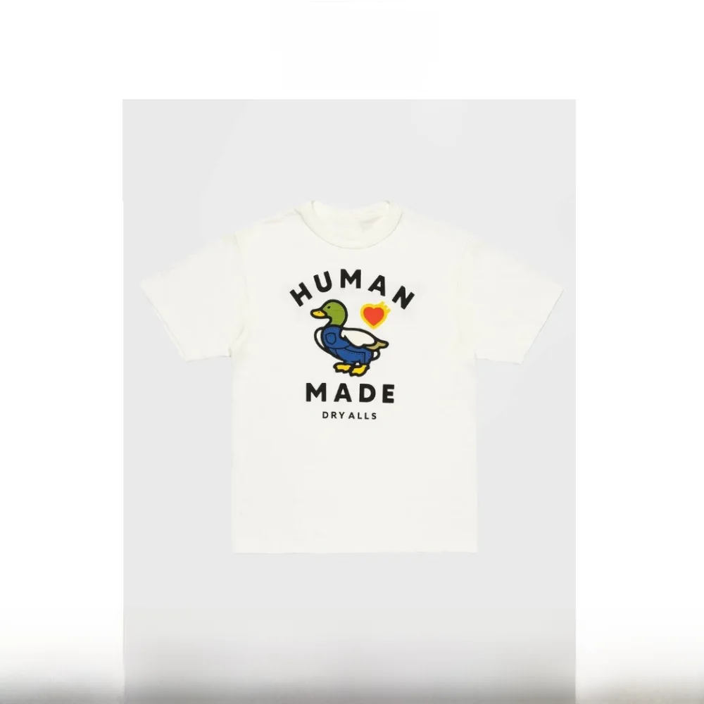 

Loose Fit round Neck Short Sleeve Printed T-Shirt Bamboo Cotton Unisex Japanese Style Workwear Duck Print Casual Top