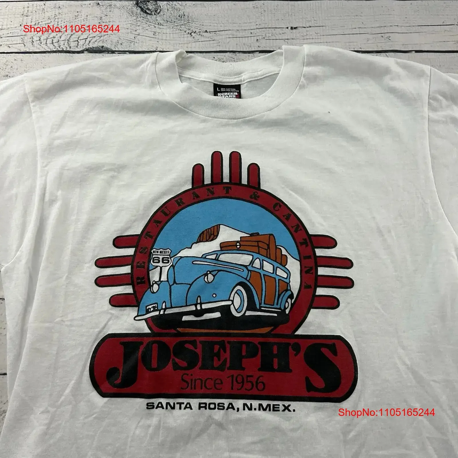 

VTG Joseph's Santa Rose NM Screen Stars футболка мужская большая белая винтажная стираная уличная одежда повседневная дышащая удобная