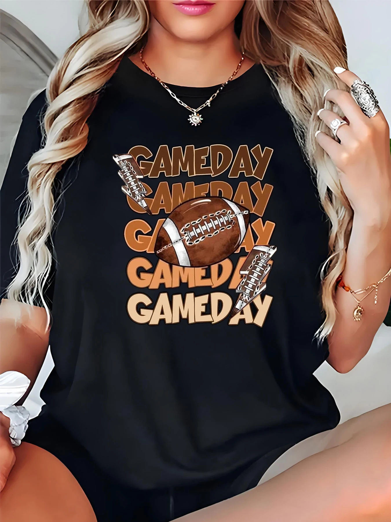 Women's Football Game Day Printed T-Shirt