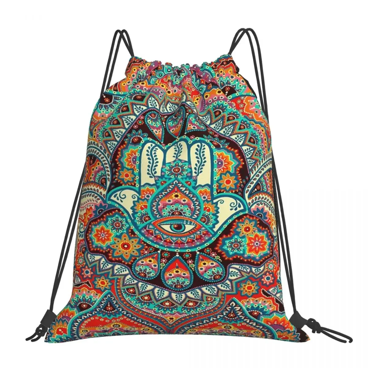 Hamsa-mochilas de mano multifunción para hombre y mujer, bolso portátil con cordón, bolsa de bolsillo para zapatos, mochila escolar