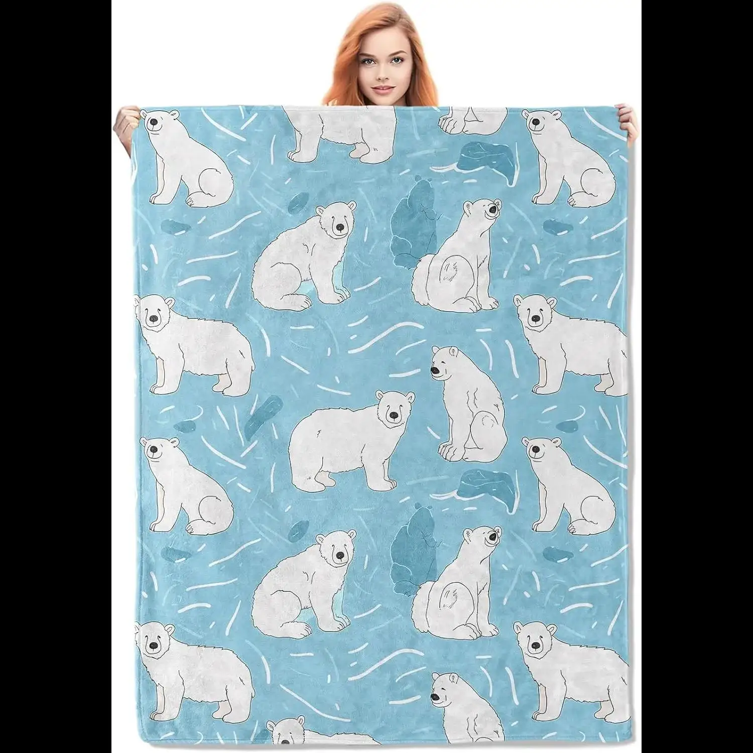 Brown Bear in Misty Forest Flannel Blanket Realistic Wildlife Soft Lightweight Throw for Women Nature Lovers Gift
