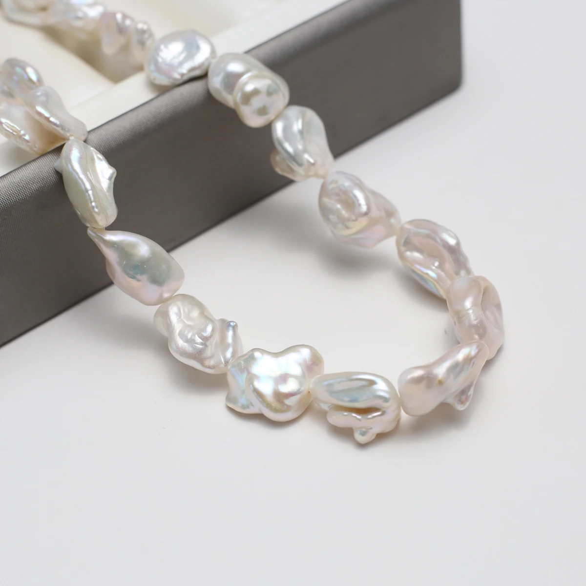 

12-15mm5A Natural Freshwater Pearl White Baroque Irregular Bead Sparkle Jewelry MakeDIY Necklace Bracelet Accessories Gift Women