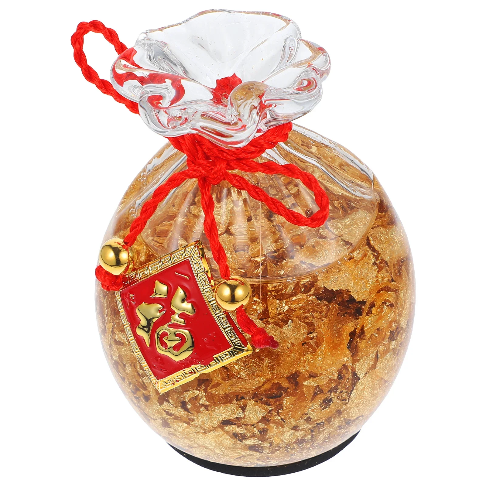 Crystal Money Purse Ornament Chinese Style Wealth Luck Desktop Decor for Office Home Compact Adornment Money Purse Decor
