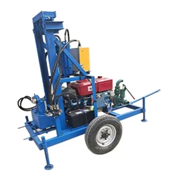 Household diesel hydraulic drilling rig/130m drilling rig/automatic lift drilling agricultural irrigation traction wheel machine