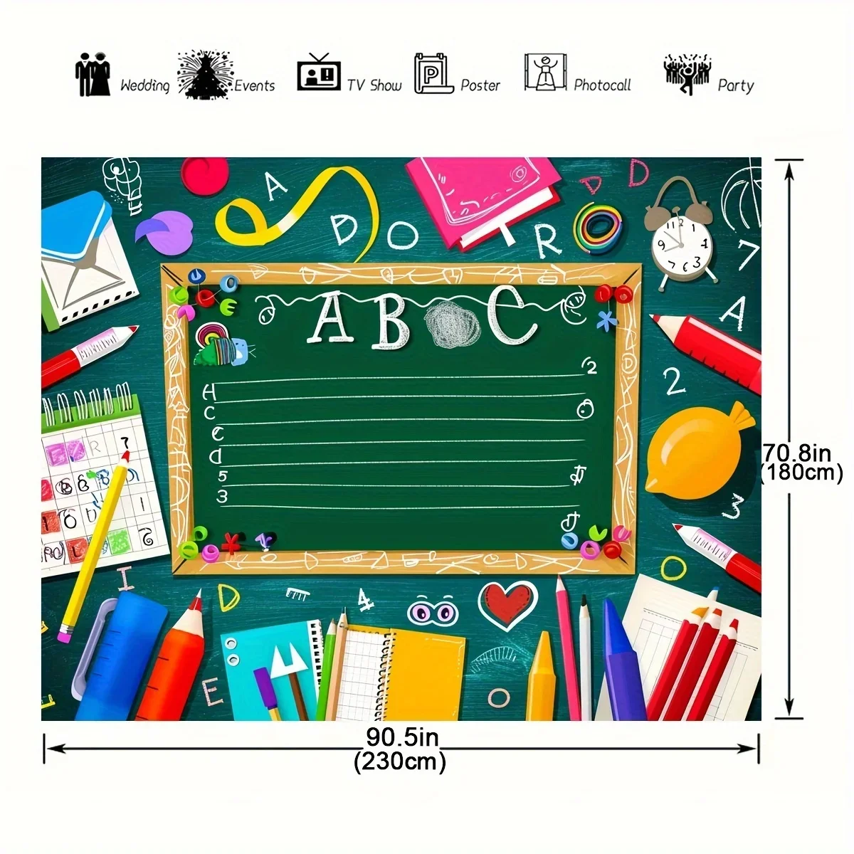 Welcome To Kindergarten Backdrop ABC Letters Blackboard Watercolor Pen Paper Airplane Globe Back To School Themed Party  Banner