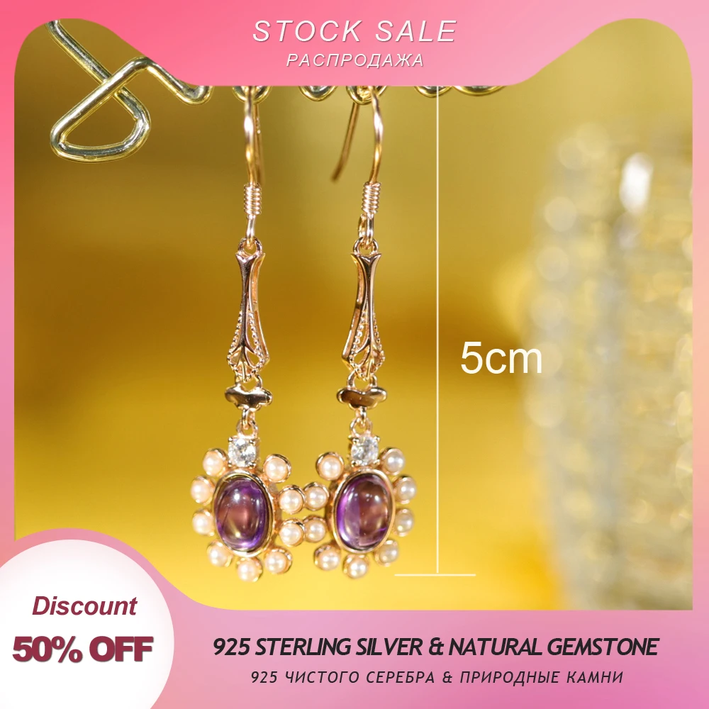 TBJ Stock sale ,925 sterling silver clasp earring with natural gemstones fine jewelry Limited quantity