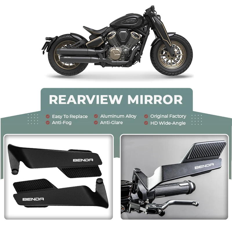 

Folding Motorcycle Wind Wing Aluminum Alloy Side Rearview Mirror For BENDA Chinchilla 300 450 LFS700 LFC700 BD400 BD500 LFC
