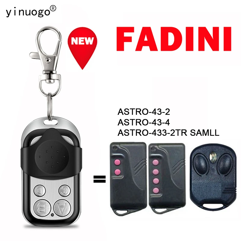 Suitable For FADINI ASTRO 43-2 ASTRO 43-4 ASTRO 43-4 33-2TR SAMLL Garage Door Remote Control 433MHz Fixed Code Transmitter