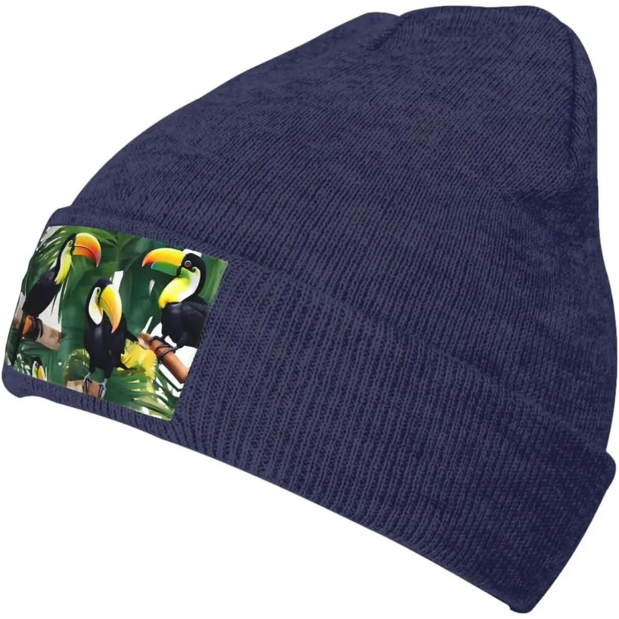 

Toucans Parrot Palm Tree Leaves Print Beanie Hat for Women,Soft Warm Winter Hat,Casual Knit Hat,Stretch Knit Beanies