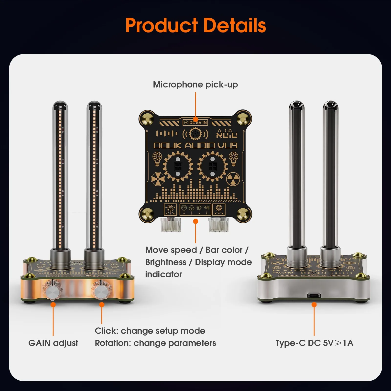 Nobsound MIC Pick-up Spectrum Analyzer Sound Level Meter RGB LED Rhythm Light Refer to Nixie Tube VU9 MINI