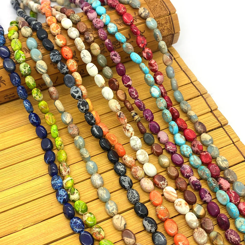 Oval Natural Emperor Stone Jasper Turquoise Egg-shaped Beads for DIY Necklace Earring Bracelet Jewelry Making Handmade Accessory