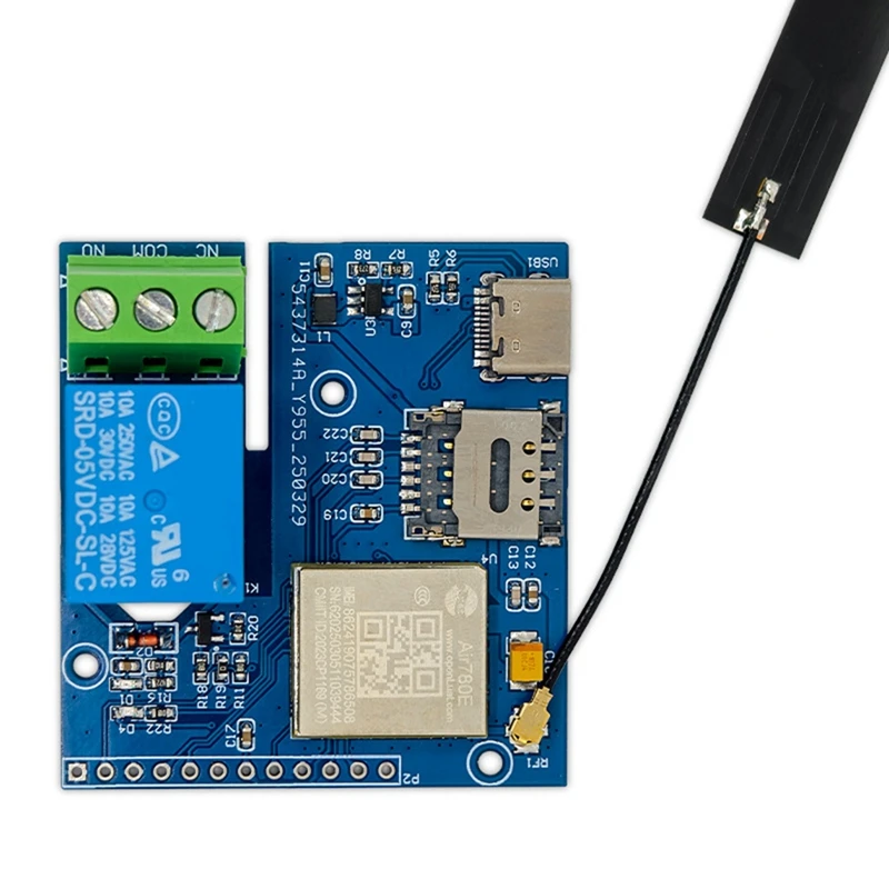 IoT 4G Single Relay Module Onboard AIR780E Module Support Type-C Power Supply-DT30