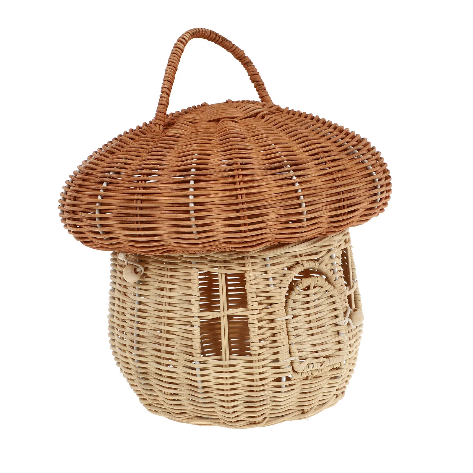 Rattan Mushroom Basket Baskets Woodchip Decor Makeup Pallets Desktop Lovely Shape Woven Shelf Girl