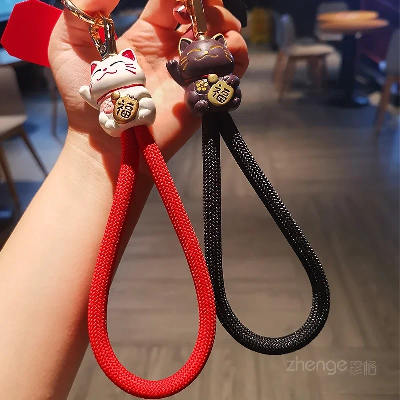 Zhaocai Wrist Rope Female Phone Hanging Rope Short Handheld Red Rope Phone Zhaocai Cat Pendant Clip on Phone Case Universal