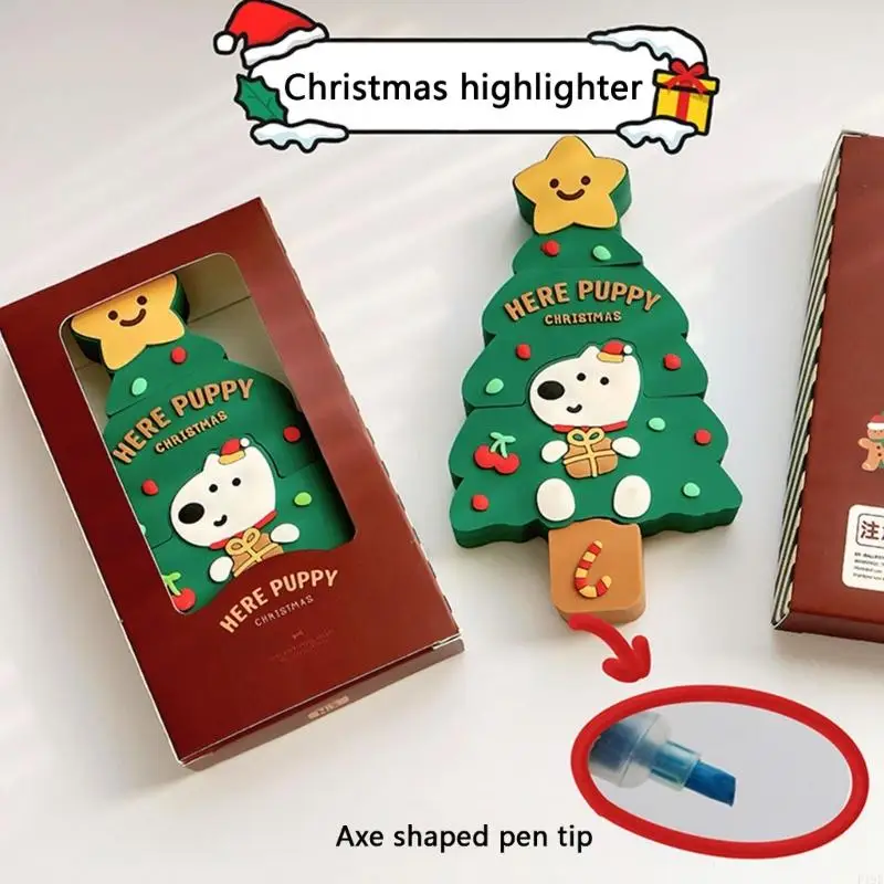 Holiday Marker Pen with Chisels Tip, Christmas Novelty Highlighter for Document Annotation, Planner Pages and Desk Note F19E