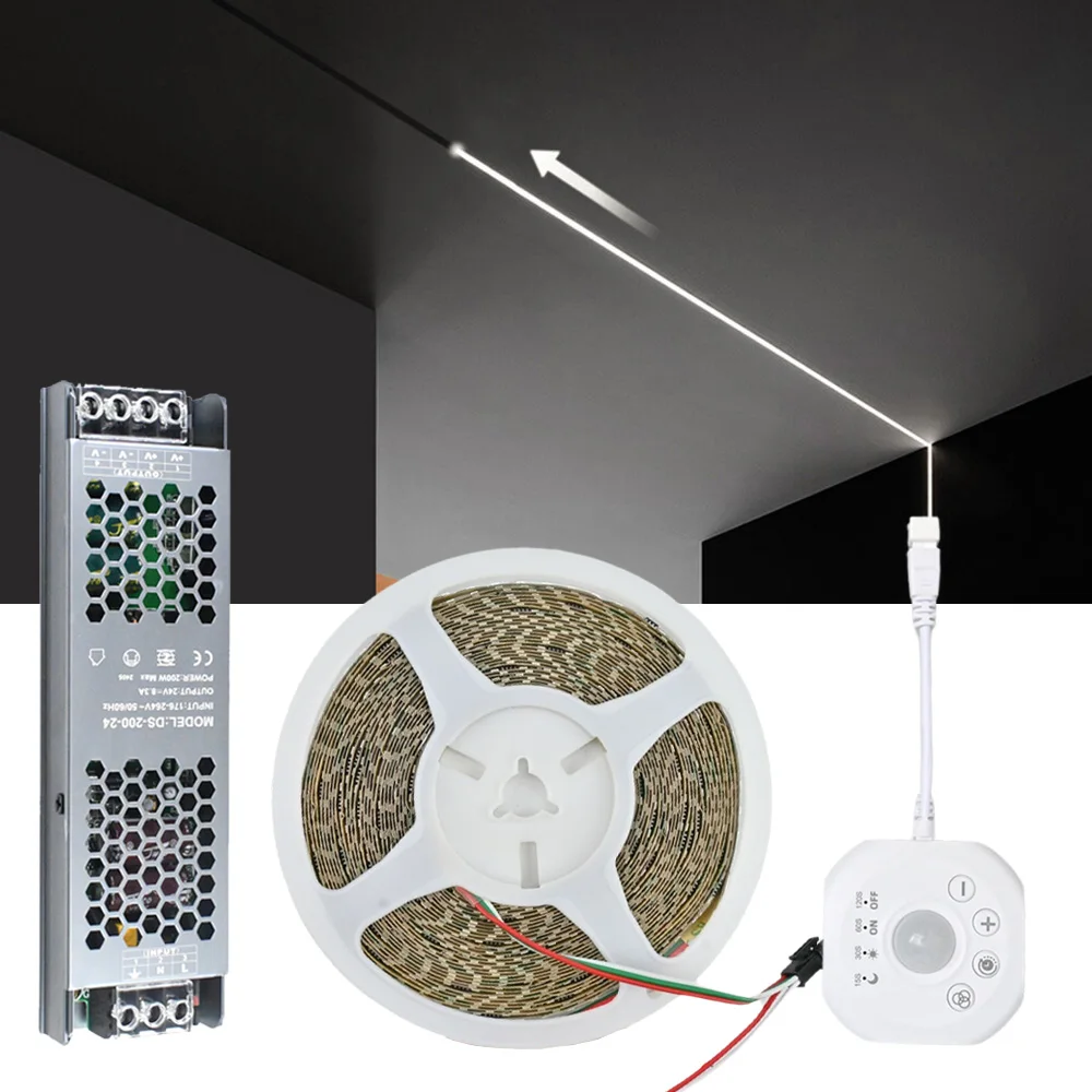 10M 20M Running Water Flowing LED Strip PIR Motion Sensor 24V 2835 Horse Racing Light Pixel Flexible Linear Lamp Dimmable Timer