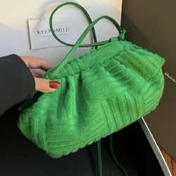 Bolsa de embreagem feminina em relevo toalha de luxo, bolsa de grande capacidade listrada, versátil de um ombro, na moda