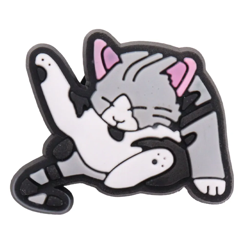 1-17PCS PVC Kawaii Tier Katze Mama Sandale Schuh Dekoration Schnalle Charms Fit Armbänder Loch Slipper Zubehör kind Weihnachten Geschenk