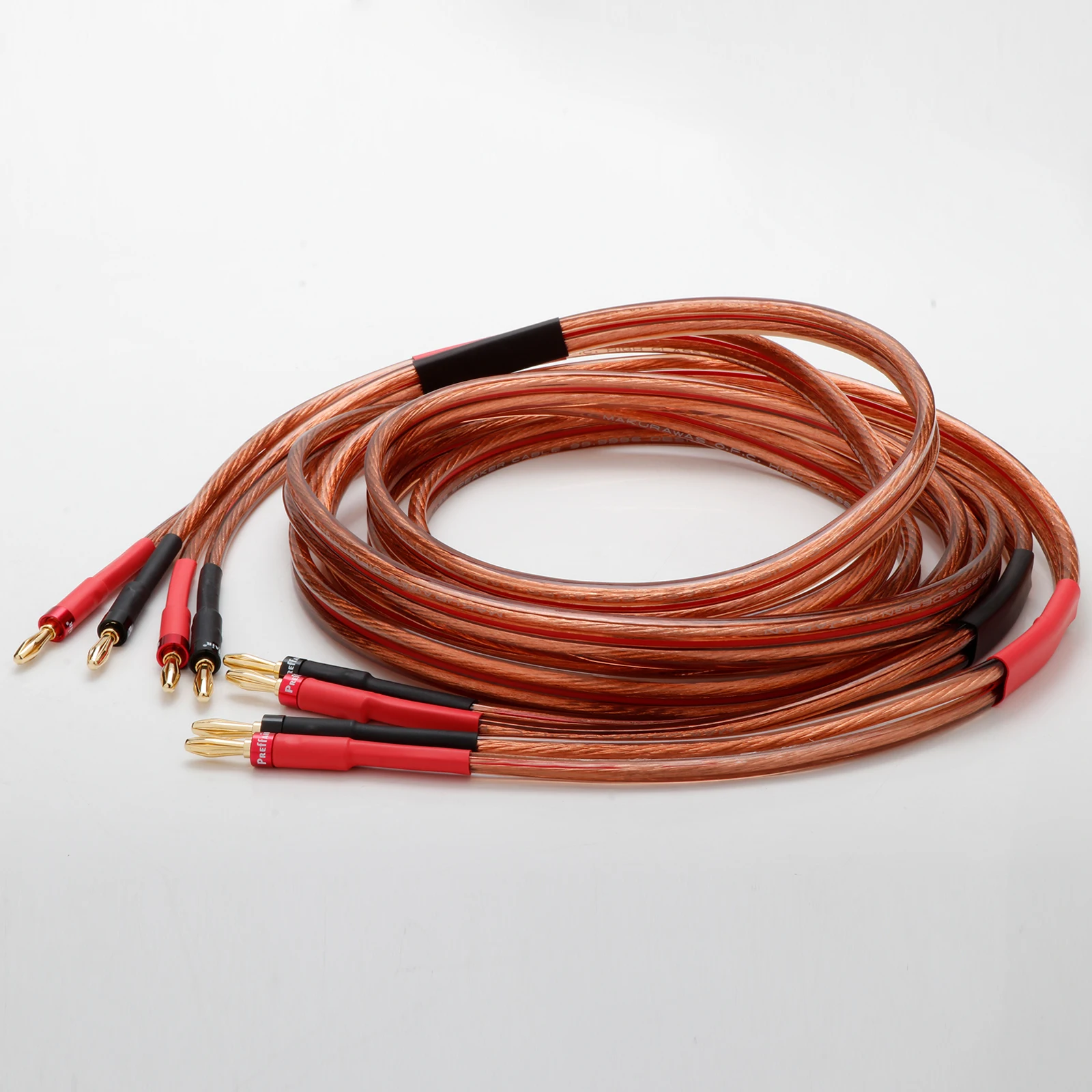Pair Red Speaker Cable Flatline Loudspeaker Cable Silver-Plated OCC Silver Plated Audiophile Hifi Audio Cable Amplifier