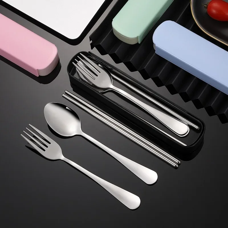 Travel Utensils with Case,Stainless Steel Camping Utensils,Reusable Portable Silverware Cutlery Spoon Fork Set for Lunch Box