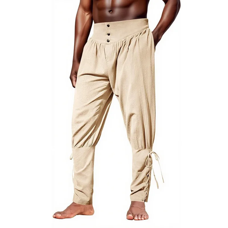 Autumn New Men's Retro Pirate Ship Small Feet Leggings Strapped Ankle Pants Casual Trousers 2026 Spring And Summer New Products